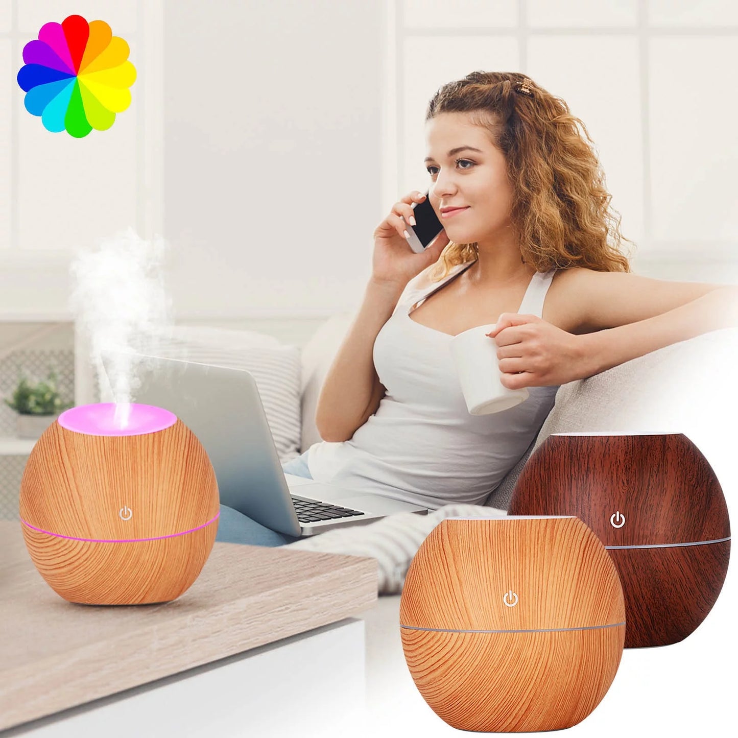 Ultrasonic Essential Oil Diffuser & Humidifier with Color-Changing LED - Large Room Vaporizer - TechNova