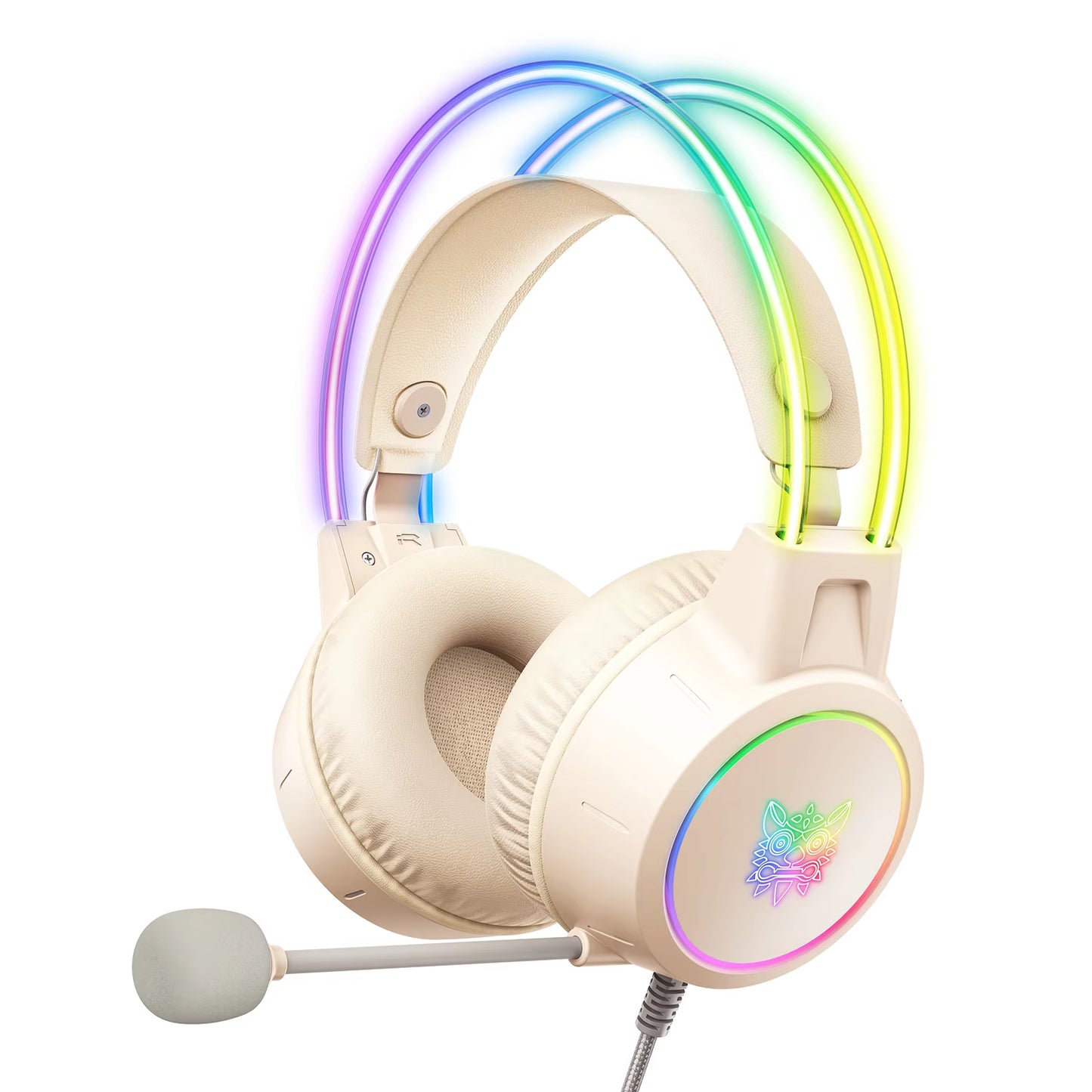 X15 Pro Wired Headphones with RGB Head Beam Flexible Mic Button Control Gaming Headset Gamer for Compute PC - TechNova