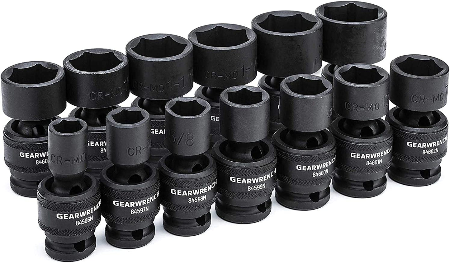 13 Pc. 1/2" Drive 6 Pt. Standard Universal Impact Socket Set, SAE - 84938N - TechNova