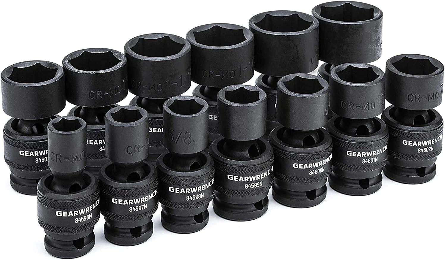 13 Pc. 1/2" Drive 6 Pt. Standard Universal Impact Socket Set, SAE - 84938N - TechNova