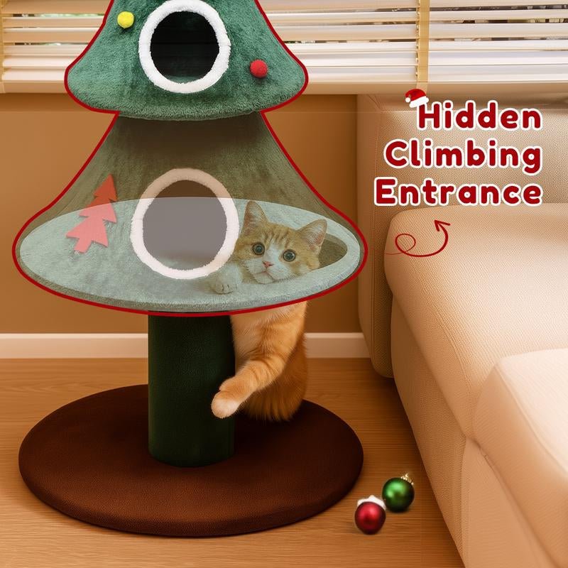 Comhoma 50" Cat Tree: Indoor Tower & Christmas Party Decoration with Condos & Beds - TechNova