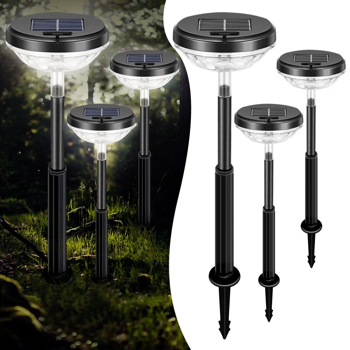 6 Pack Outdoor Solar Dual Mode Waterproof LED Lights - White & Multi-Color - TechNova