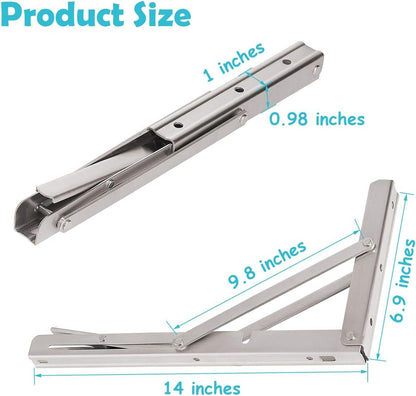 440 Lb Load Heavy Duty Stainless Steel Shelf Brackets, DIY Wall Mounted Shelf, Pack of 2 - TechNova