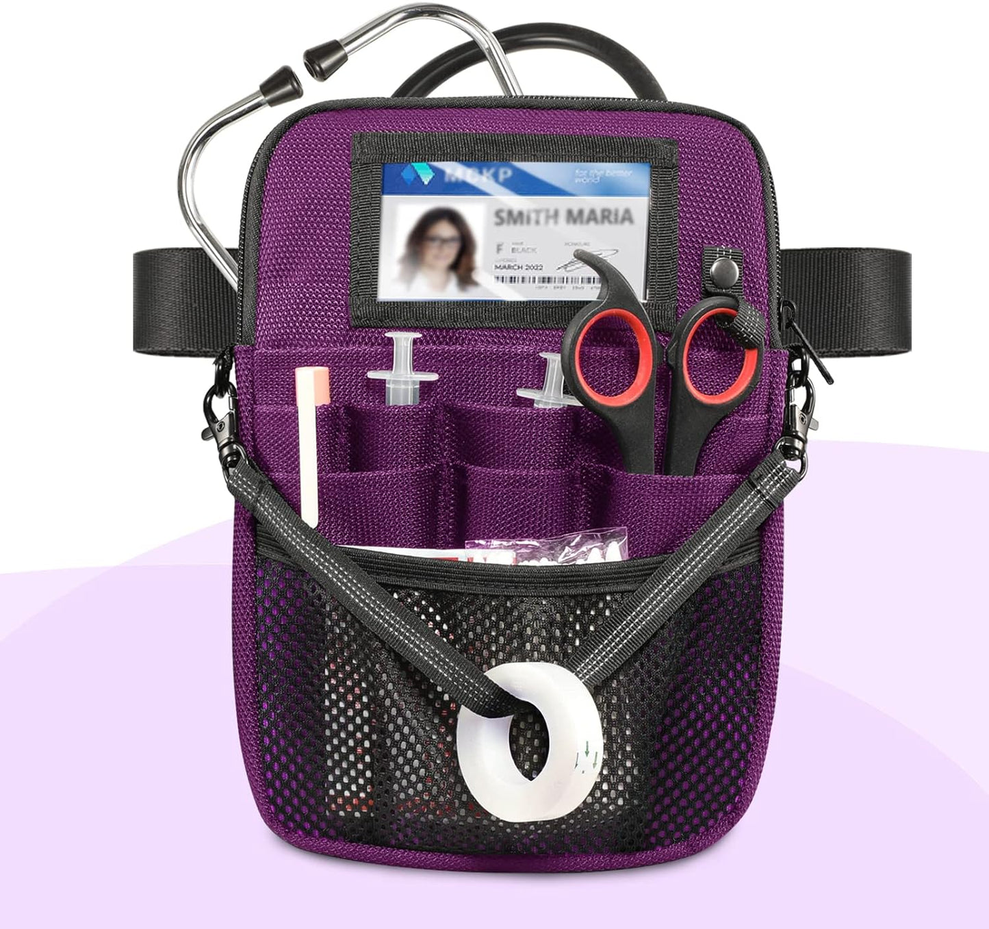Nurse Fanny Pack with Tape Holder, Multi Compartment Medical Gear Pocket Belt Bag Nursing Organizer Pouch | Utility Waist Pack for Stethoscopes, Bandage Scissors Other Medical Supplies, Purple - TechNova