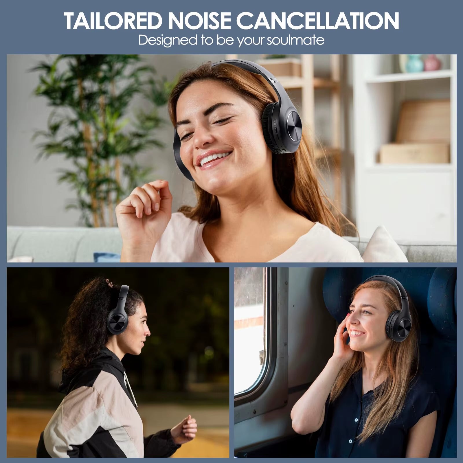 JH - ANC923 Active Noise Cancelling Wireless Headset Foldable Over - Ear Bluetooth Headphone with Mic Hi - Fi Stereo Deep Bass - TechNova