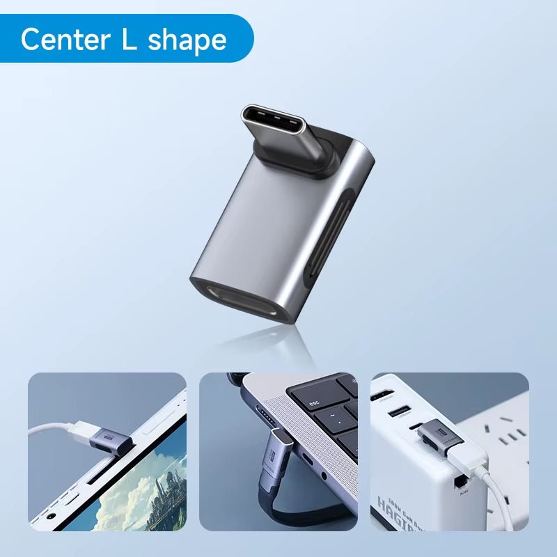 240W USB C to C Adapter 40Gbps 8K 60Hz 90 Degree Converter USB4 Adapter for Thunderbolt 4/3 Macbook Iphone 17 Pro Tablet - TechNova