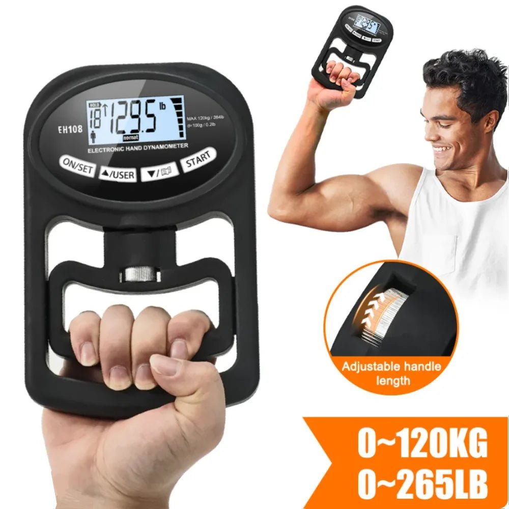 Grip Strength Tester 265Lbs/120Kg Digital Hand Dynamometer Grip Strength Meter USB LCD Screen Hand Grip for Power Training Sport - TechNova