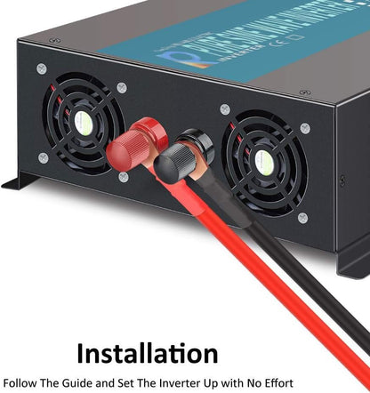 1000W Pure Sine Wave Solar Power Inverter 24V 120V 60Hz Power Converter LED Display DC to AC Power Generator with Wireless 100Ft Remote Controller - TechNova