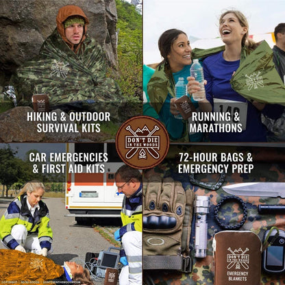 Outdoor Survival Blankets [4-Pack] Mylar Thermal Emergency Gear - XL Size, Green - TechNova