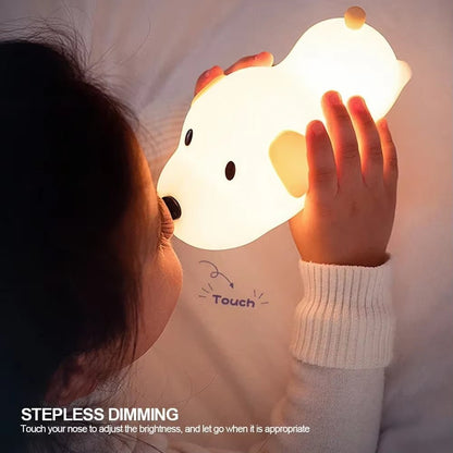 Cute Puppy Dog Touch Senor Night Light Silicone Dimmable Atmosphere Lamp Children Kids Holiday Gift Sleeping Bedroom Night Lamps - TechNova