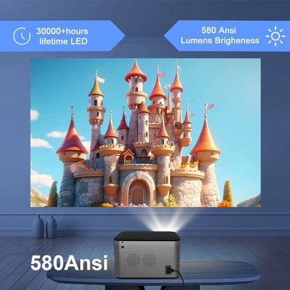 Android 11 4K Smart Projector with 580 ANSI Lumens, 1920x1080P Full HD, WiFi 6, Bluetooth 5.0, Allwinner H713, Voice Control for Home Cinema Theater - TechNova