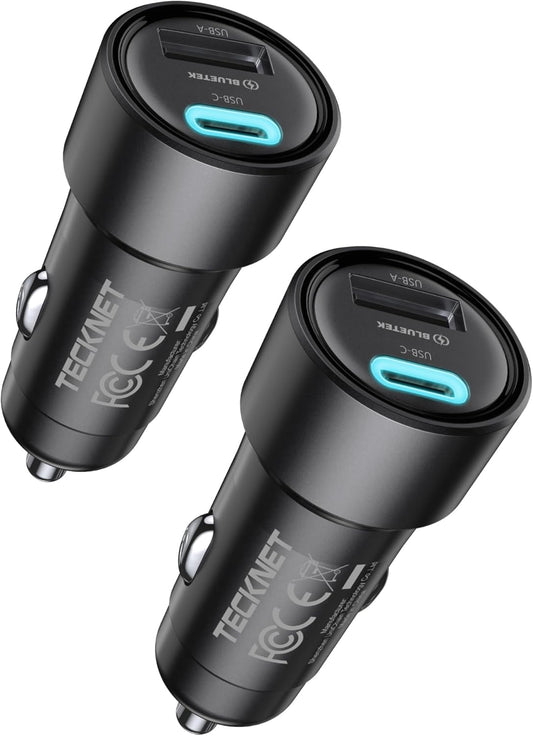 USB C Car Charger [2Pack], 48W 2 - Port Cigarette Lighter Fast Chargering, PD&QC3.0 USBC Car Charger Adapter Compatible with Iphone 16/15 Plus/15/14/13 Galaxy - TechNova