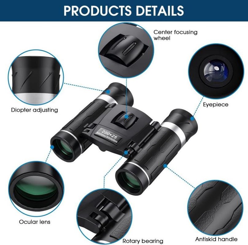 200X25 Compact Binoculars for Adults and Kids, High Powered Mini Pocket Binoculars, Waterproof Small Binocular for Bird Watching, Hunting, Concert, Theater, Opera, Traveling, Sightseeing - TechNova