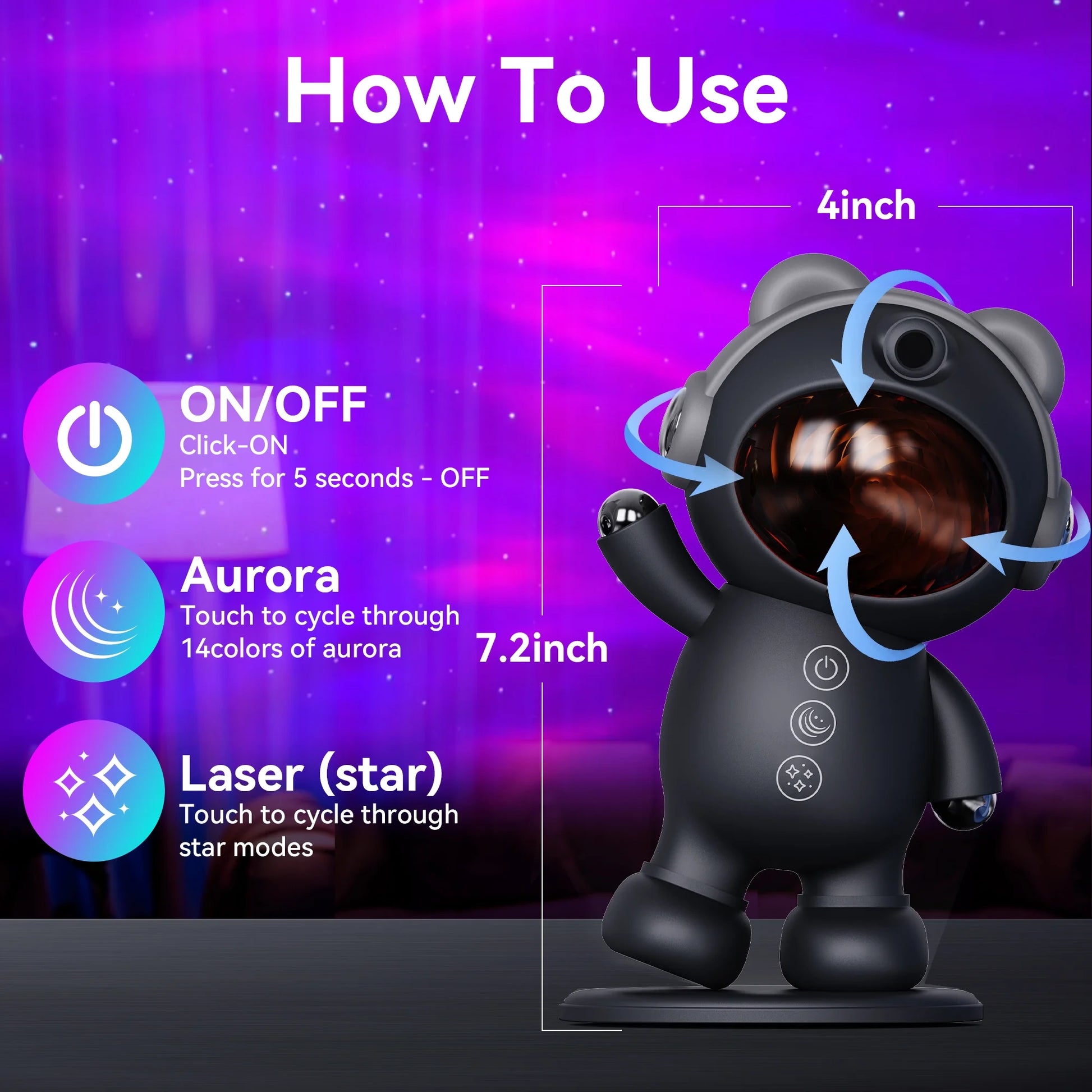 Star Projectors, Galaxy Projector Light for Bedroom ,Timer Remote Ceiling Lamp Night Light for Kids Black - TechNova