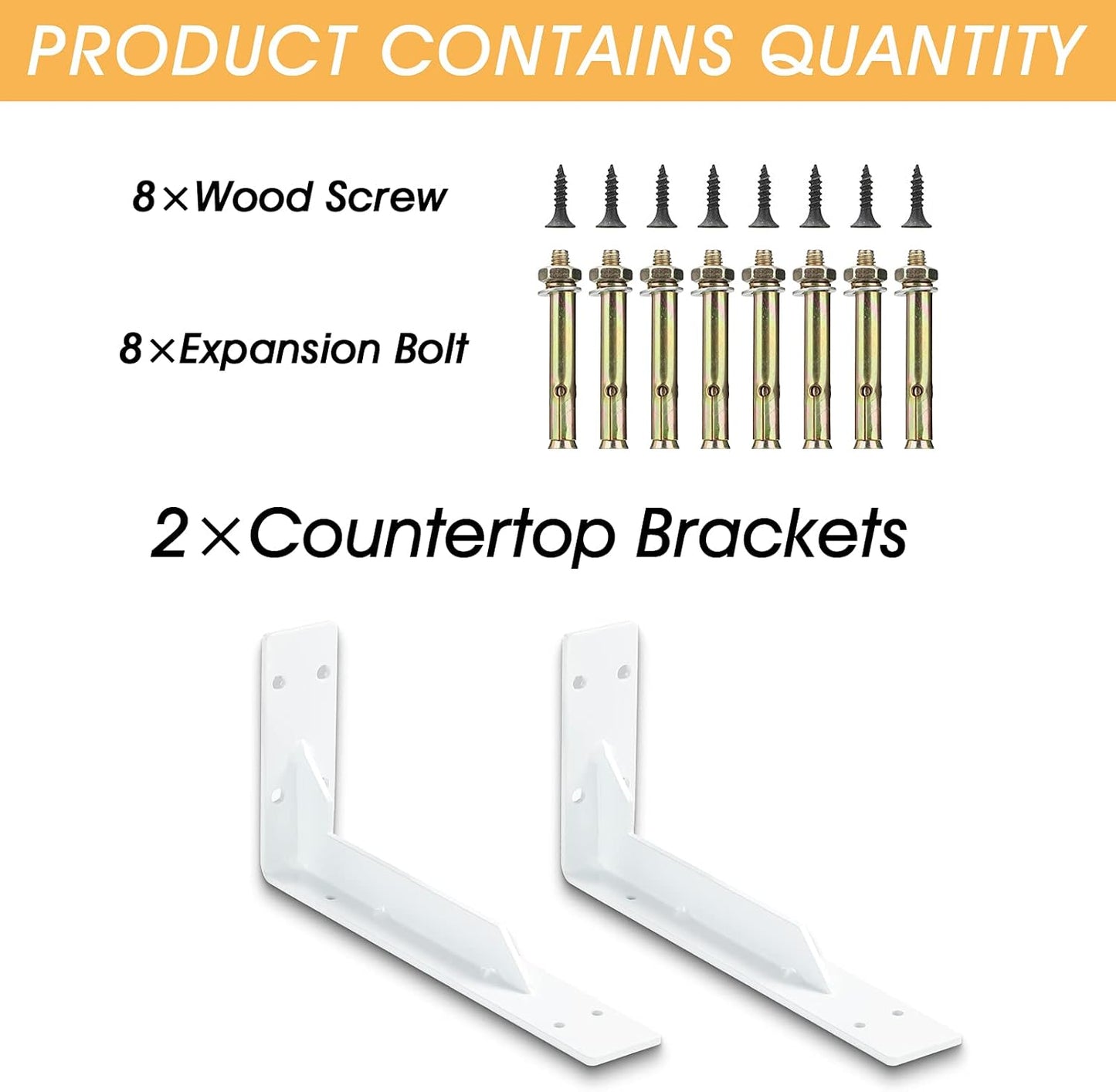 Heavy Duty 10x6 White Iron Countertop Support Brackets - Industrial Wall Mount Shelf Brackets - TechNova