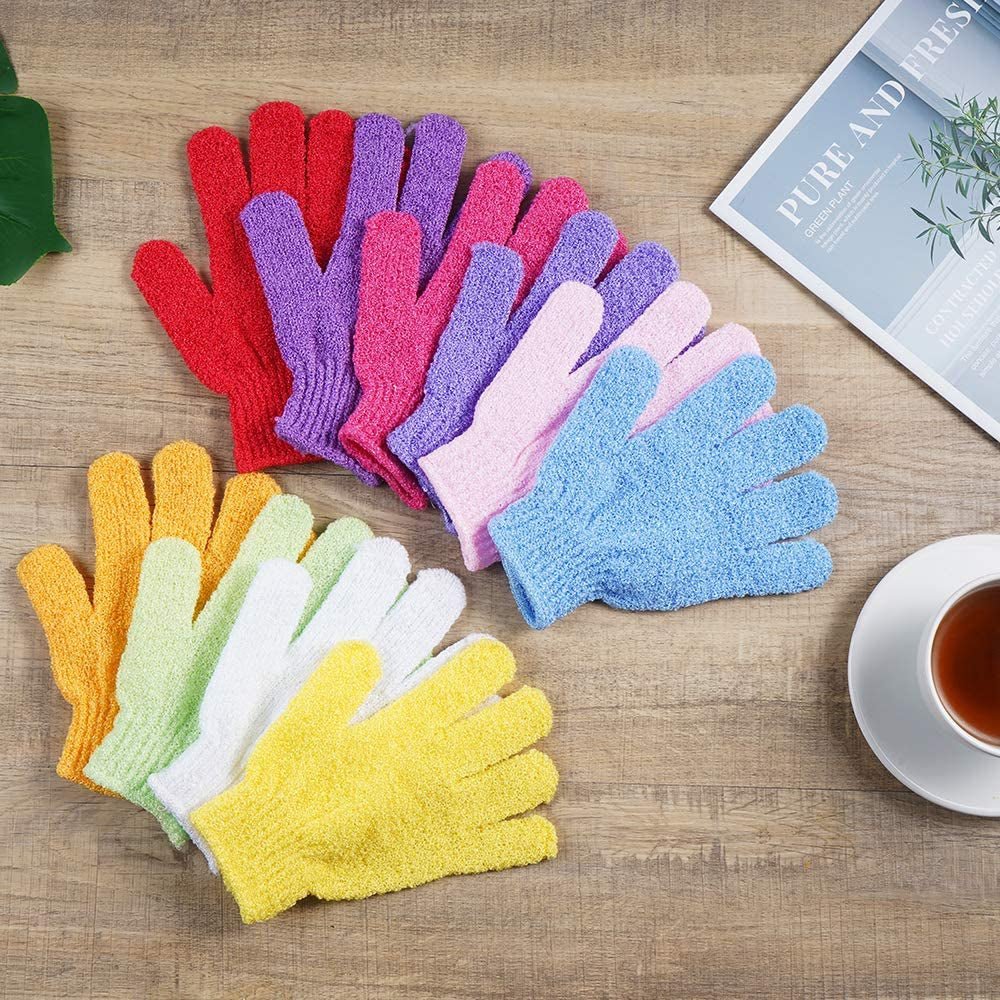 10 Pairs Exfoliating Gloves,Made of 100% Nylon,10 Colors Double Sided Exfoliating Gloves for Beauty Spa Massage Skin Shower Body Scrubber Bathing Accessories. - TechNova