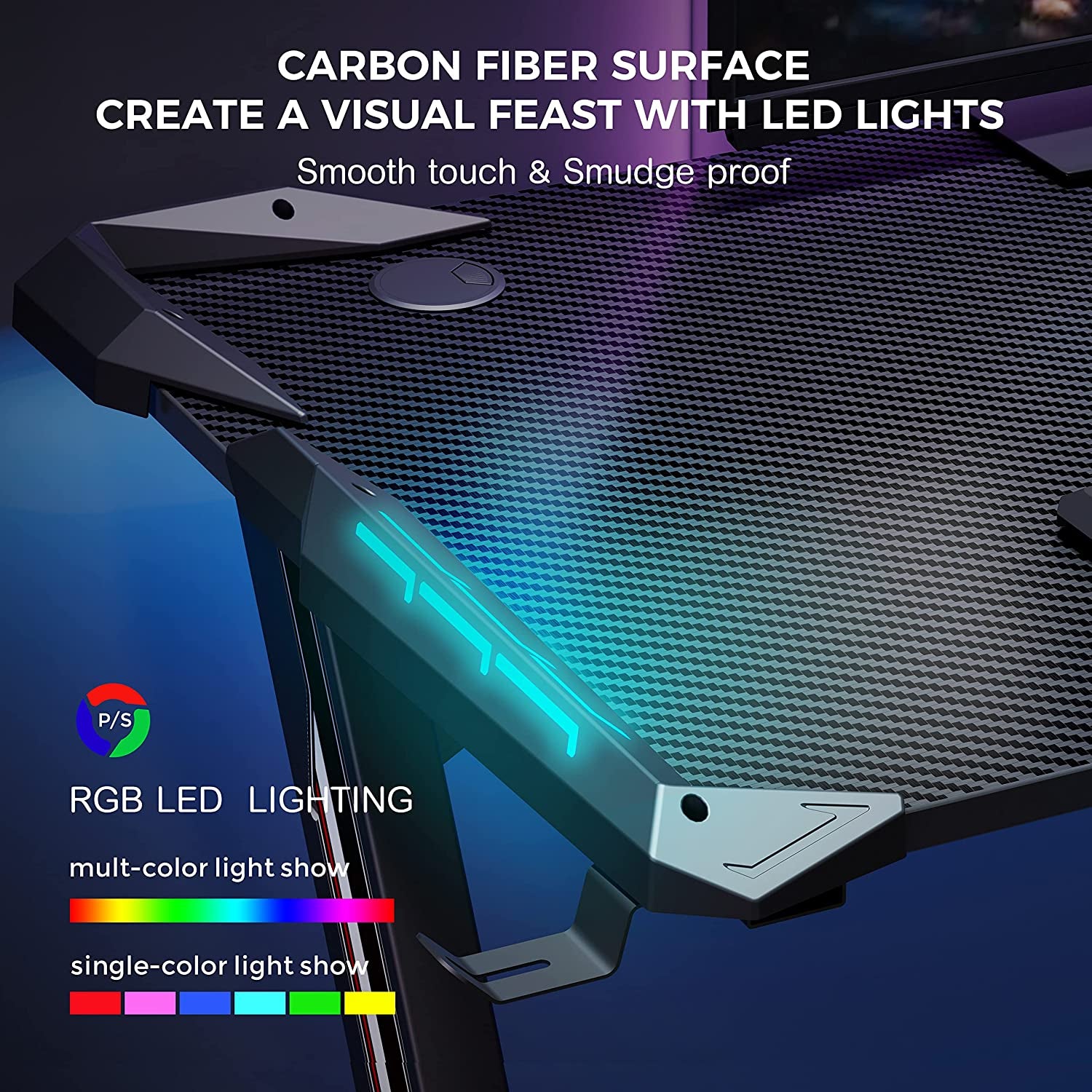 Elevate Your Gaming Experience with the Z1 - S Pro Gaming Desk - 44.5" Z Shaped Home Office PC Computer Desk Featuring LED Lights, Controller Stand, Cup Holder, Headphone Hook, and Free Mousepad - Perfect Gift for Gamers! - TechNova