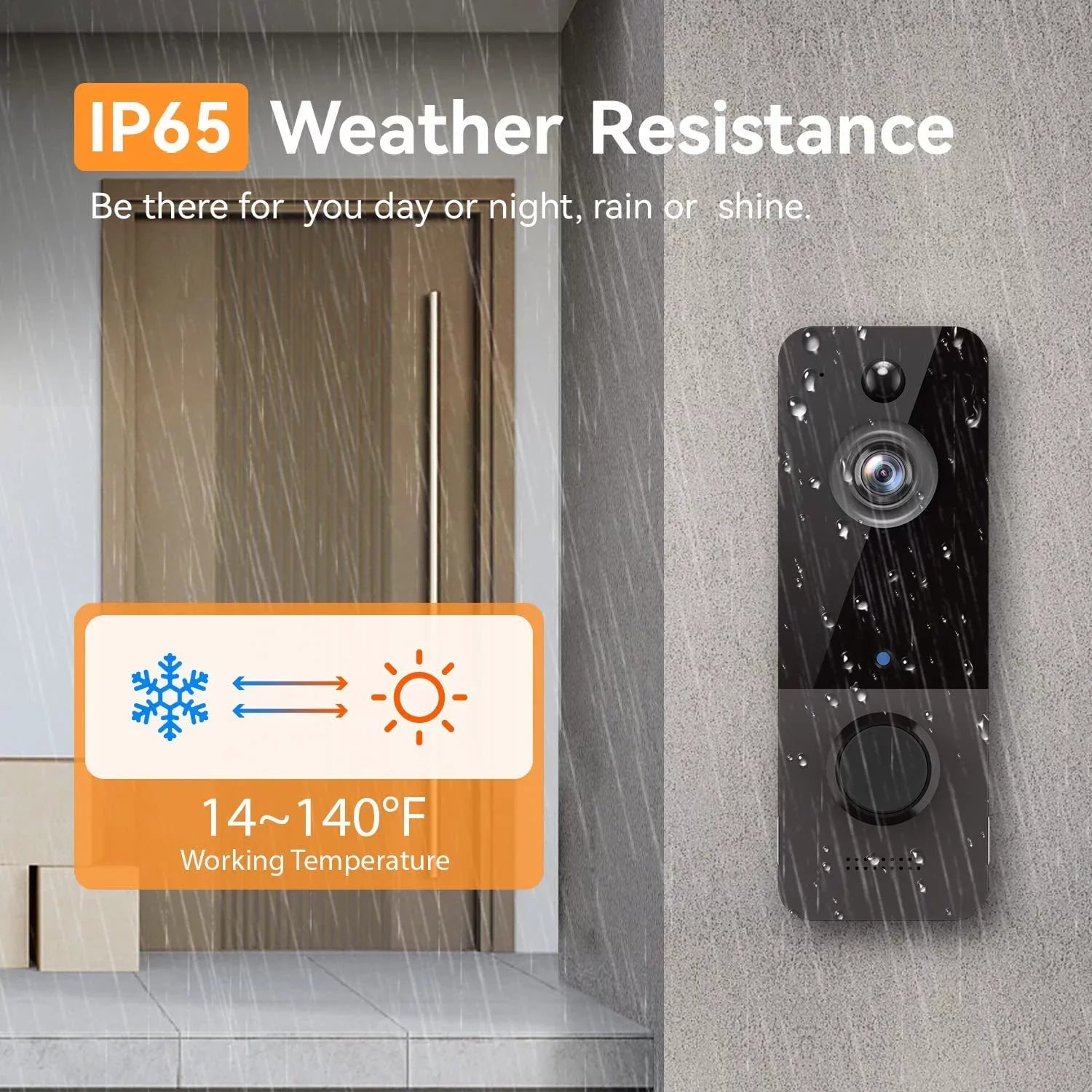 Wireless Doorbell Camera with Chime, Smart Video Doorbell Security Camera with ，Black - TechNova