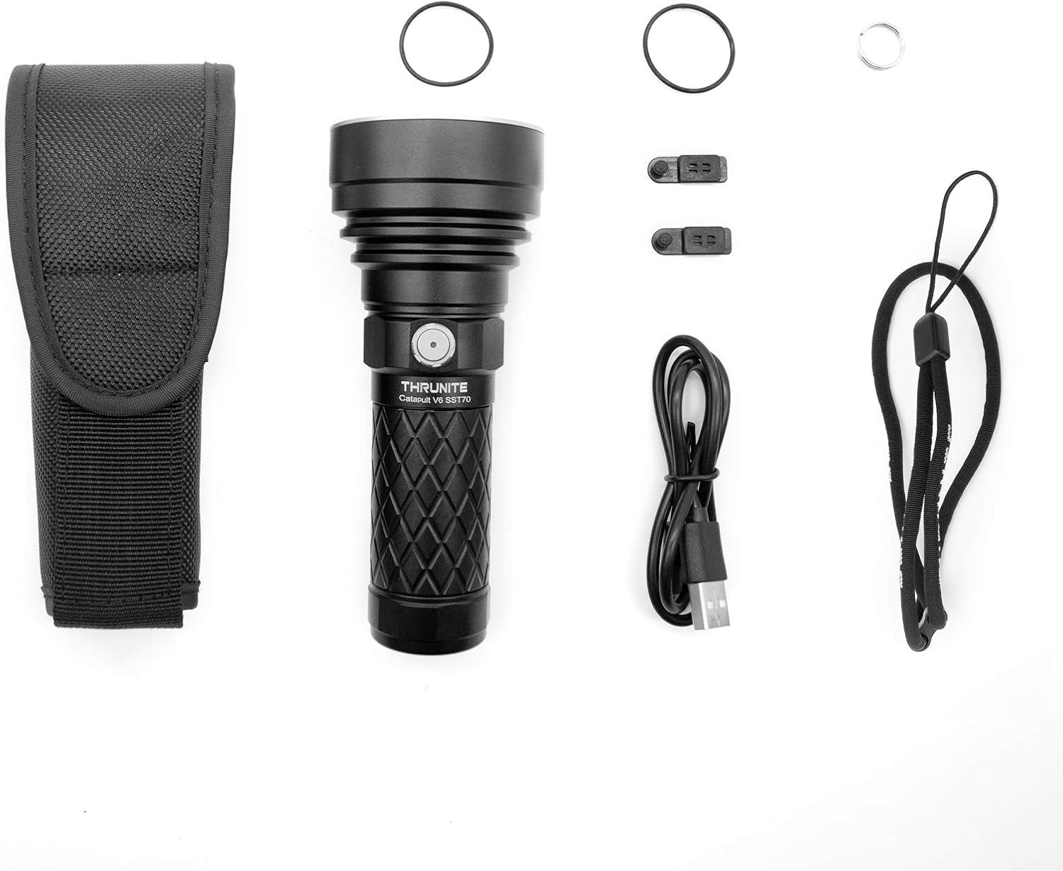 Catapult V6 SST70 USB - C Rechargeable Flashlight, 2836 Lumens, 692M Long Beam Distance, High - Performance LED Searchlight for Tactical, Camping, and Hiking, Black, Cool White - CW - TechNova