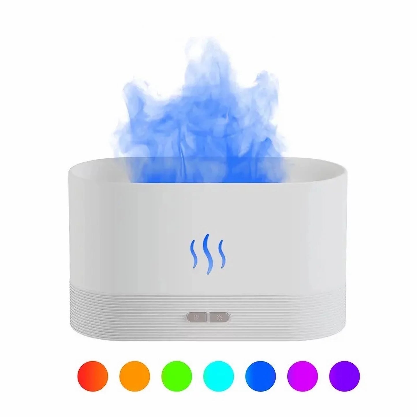 Ultrasonic Humidifier with 7 Colors Flame Lights, Essential Oil Diffuser, White - TechNova