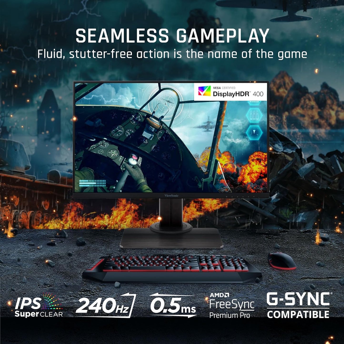 XG2431 24 Inch 1080P Gaming Monitor with 240Hz, 0.5Ms, Freesync Premium, NVIDIA G - Sync Compatible, Advanced Ergonomics, Eye Care, HDR400 - TechNova