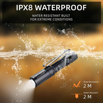 Powertac E3R Nova 820 Lumen Rechargeable Flashlight High Power Torch with 86 Meter Beam Distance Type C Charging Port Sub Compact Design IPX - 8 Waterproof - TechNova