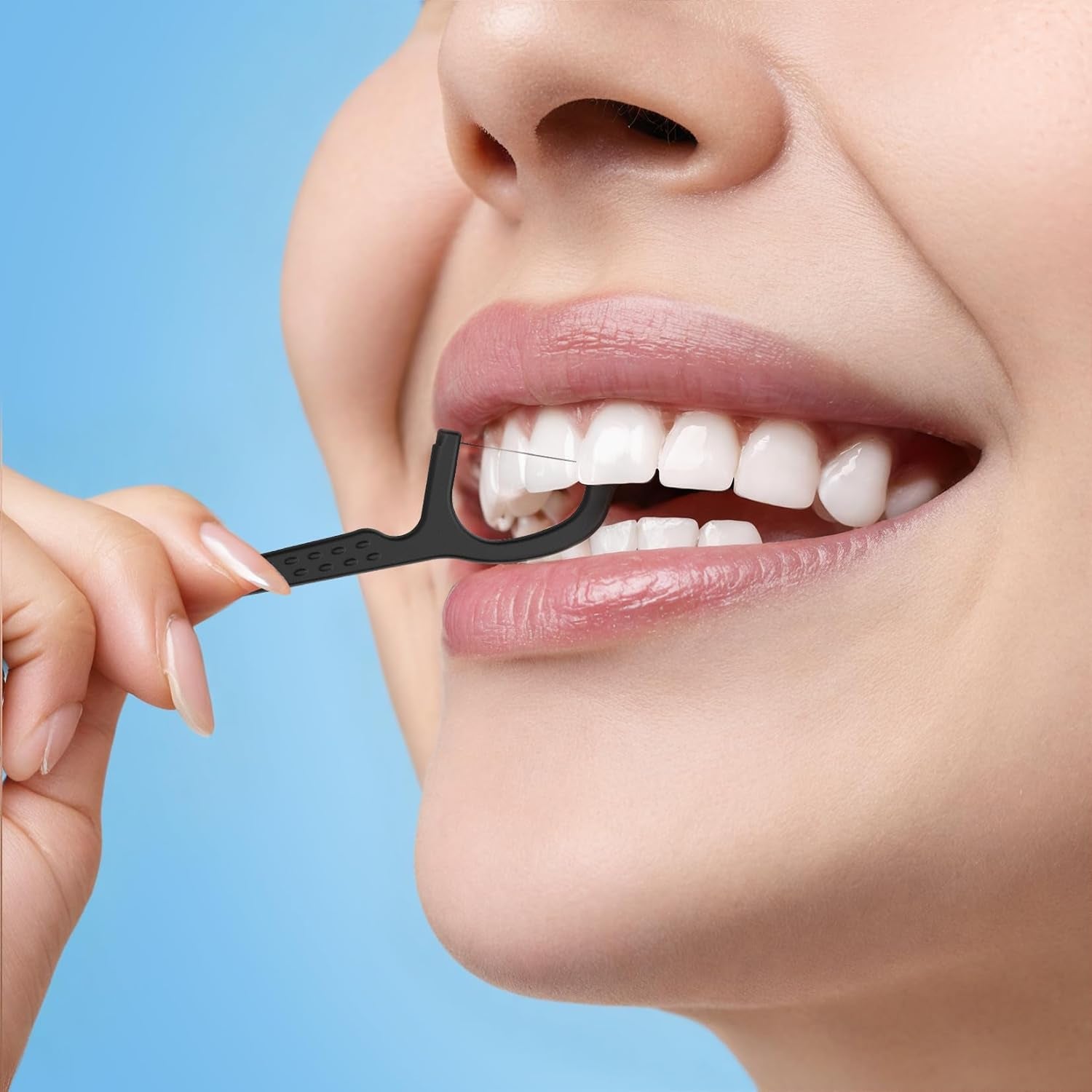 Natural Dental Floss Picks High Toughness Charcoal Toothpicks Sticks - Vegan,Eco - Friendly Sustainable Flossers for Teeth Cleaning (200 Count) - TechNova