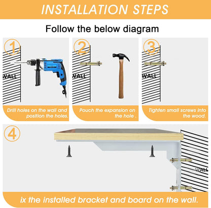 Heavy Duty 10x6 White Iron Countertop Support Brackets - Industrial Wall Mount Shelf Brackets - TechNova