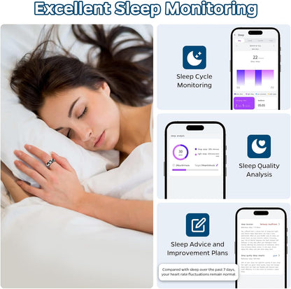 Waterproof Fitness Ring with Heart Rate Monitor for Sleep Tracking & Air Gestures - TechNova