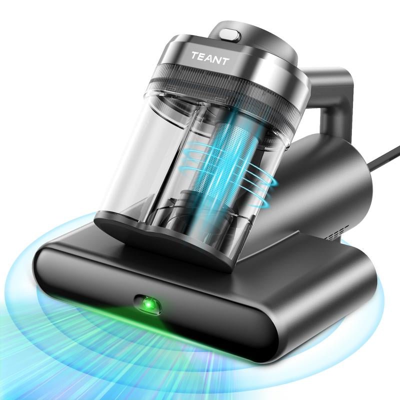 Teant Powerful Mattress Bed Vacuum Cleaner, 2 - Speed (14Kpa/18Kpa) Mattress Vacuum with Green Light Dust Detection, 253.7Nm UV - C Light, LED Display, HEPA Filter, 149℉ Heat, Aroma for Bed Couch Carpet - TechNova