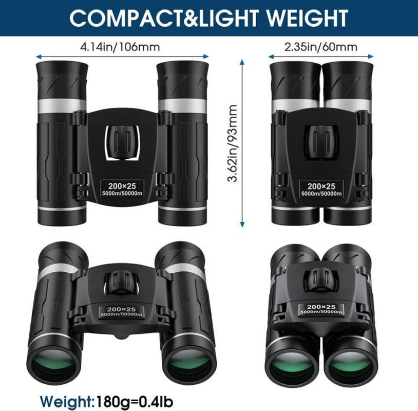 200X25 Compact Binoculars for Adults and Kids, High Powered Mini Pocket Binoculars, Waterproof Small Binocular for Bird Watching, Hunting, Concert, Theater, Opera, Traveling, Sightseeing - TechNova