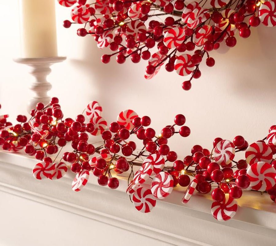 Kringle Express 4' Peppermint Swirl & Berries Garland - TechNova
