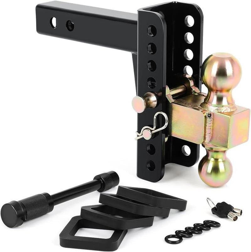 Adjustable Trailer Hitch Ball,Heavy Duty Towing Hitch,8 Inch Drop/Rise Mount Fit 2 Inch Receiver, 2" and 2 - 5/16" Dual Ball,Include 2 Anti - Theft Locks Pin Lockable Tow Boating Accessories Boat Fenders - TechNova