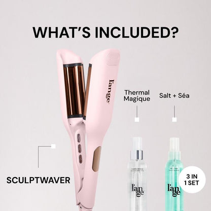 NEW! Wave Maker Value Set - Sculptwaver Titanium Deep Wave Crimper, Thermal Magique Heat & Humidity Tamer, & Salt + Séa Texturizing Spray - TechNova