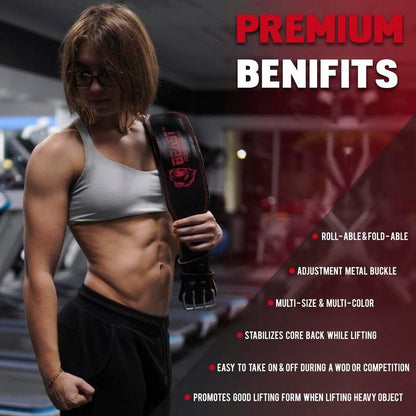 Weight Lifting Belt 4Inch Leather Belt with Free Wrap - Foam Padded Back Support Gym Belt for Bodybuilding Squat Deadlift Weight Belt, Weightlifting Belt Men Women - TechNova