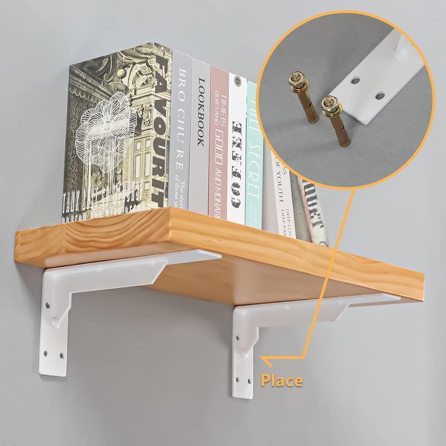 Heavy Duty 10x6 White Iron Countertop Support Brackets - Industrial Wall Mount Shelf Brackets - TechNova