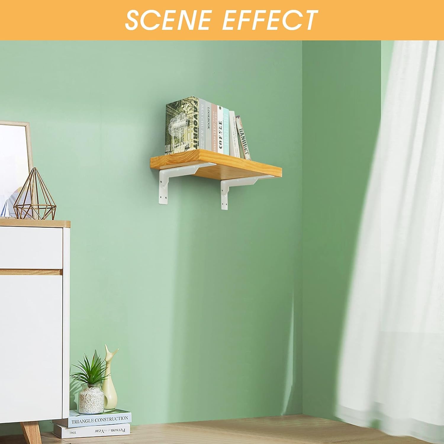 Heavy Duty 10x6 White Iron Countertop Support Brackets - Industrial Wall Mount Shelf Brackets - TechNova