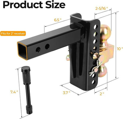 Adjustable Trailer Hitch Ball,Heavy Duty Towing Hitch,8 Inch Drop/Rise Mount Fit 2 Inch Receiver, 2" and 2 - 5/16" Dual Ball,Include 2 Anti - Theft Locks Pin Lockable Tow Boating Accessories Boat Fenders - TechNova