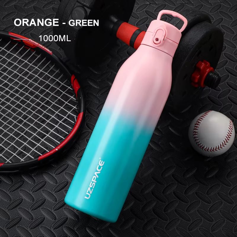 Gradient Color Portable Sport Bottle - Stainless Steel Water Bottle - Girls' Flask 600/1000Ml - TechNova