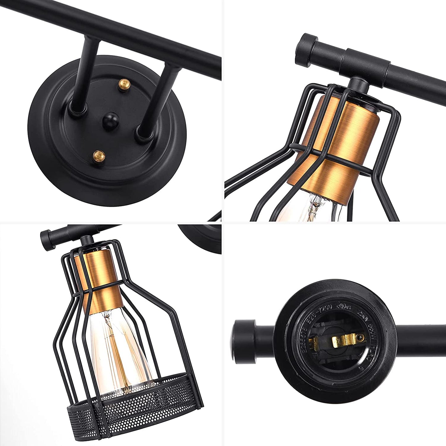 3-Light Industrial Farmhouse Metal Cage Bathroom Sconce - TechNova