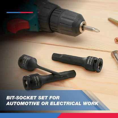 01130B 3/8" Drive Allen Socket Set, 7 Piece, 3 Inch, 3/8” Impact Hex Bit Socket Set, Metric Hex Driver 4 Mm to 12 Mm, Chrome - Moly Cr - Mo Impact Grade - TechNova