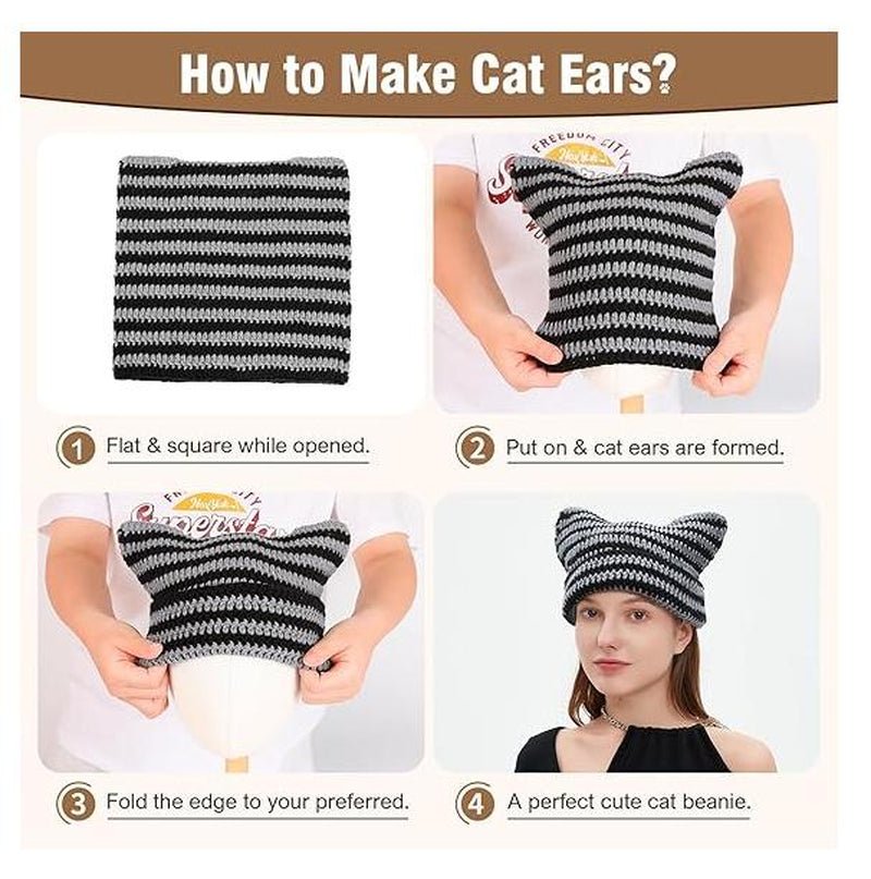 [Thanksgiving and Halloween Gifts] Beanie for Women Men Crochet Hat Hat Cute Hat with Ears Beanie Winter Hat Slouchy Beanie - TechNova