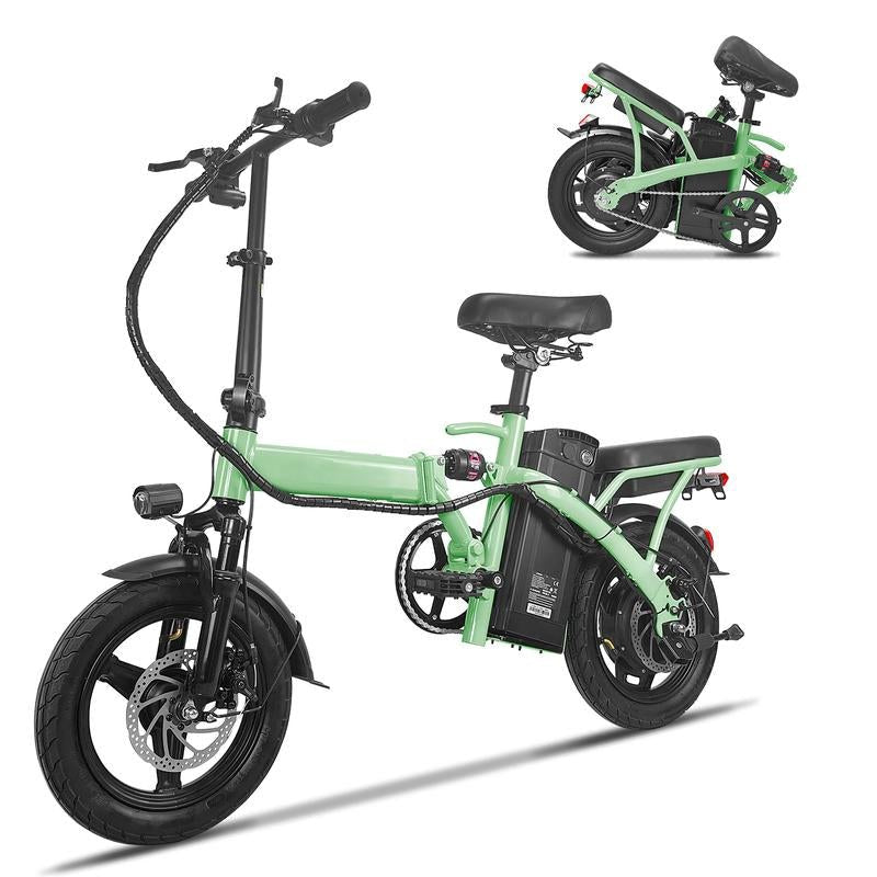 14" Lightweight Folding Electric Commuter E-Bike | 48V 500W Motor | 20MPH Speed | UL 2849 Certified - TechNova