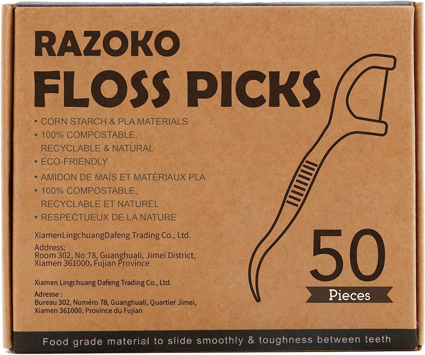 Natural Dental Floss Picks High Toughness Charcoal Toothpicks Sticks - Vegan,Eco - Friendly Sustainable Flossers for Teeth Cleaning (200 Count) - TechNova