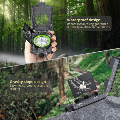 Military Compass with Carry Bag Inclinometer Multifunctional Sighting Compass Waterproof Survival Compass High Accuracy for Navigation Camping Hiking Backpacking Outdoor Activities - TechNova