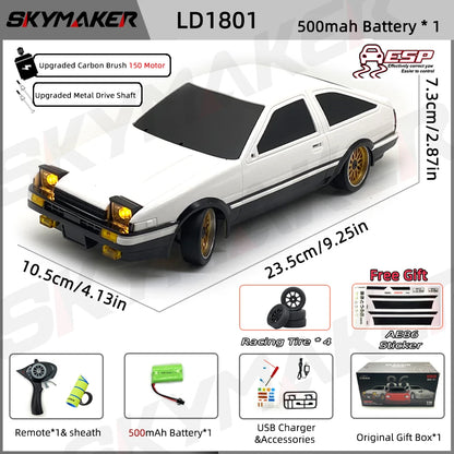 AE86 Model LD1801 RX-7 FC LD1802 1:18 RC Drift Car 1/18 2.4G Remote Control ESP Gyroscope LED Mini RC Racing Car - TechNova