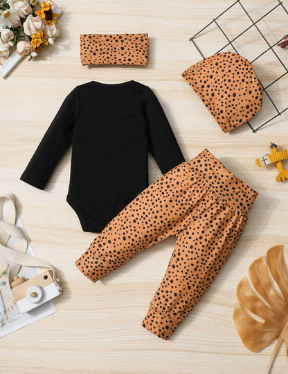 Newborn Baby Girl Clothes Hi I'M New Here Newborn Outfit Infant Romper Floral Pants Cute Baby Girl Outfits 4PC Set - TechNova