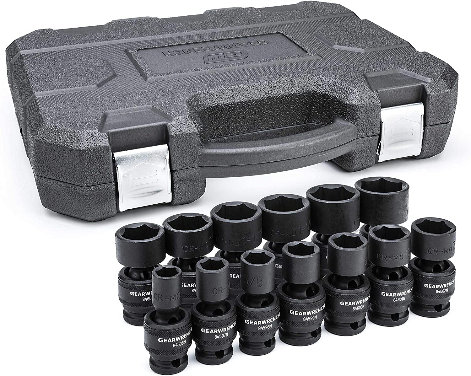 13 Pc. 1/2" Drive 6 Pt. Standard Universal Impact Socket Set, SAE - 84938N - TechNova