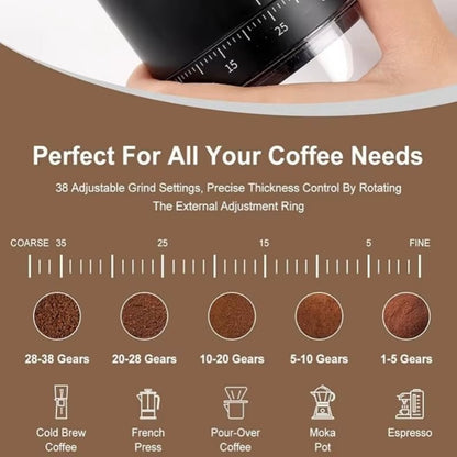 2024 Portable Electric Coffee Grinder with 38 Gears Adjustment and Long Battery Life - TechNova