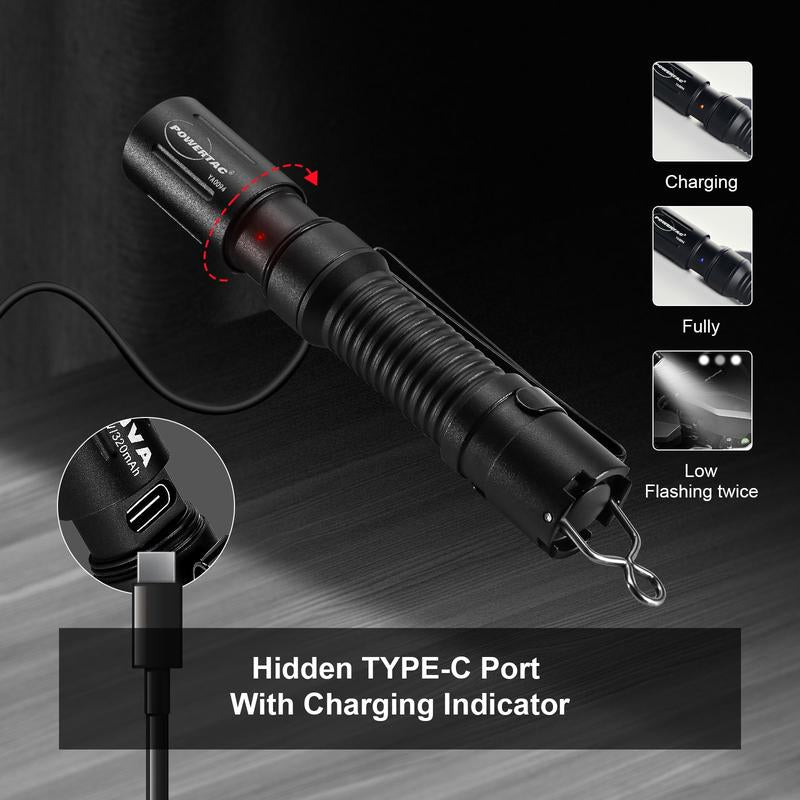 Powertac E3R Nova 820 Lumen Rechargeable Flashlight High Power Torch with 86 Meter Beam Distance Type C Charging Port Sub Compact Design IPX - 8 Waterproof - TechNova